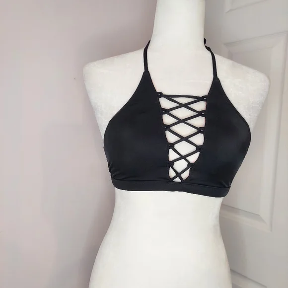 PINK Lace Up Swim Top Victoria Secret - Picture 1 of 5